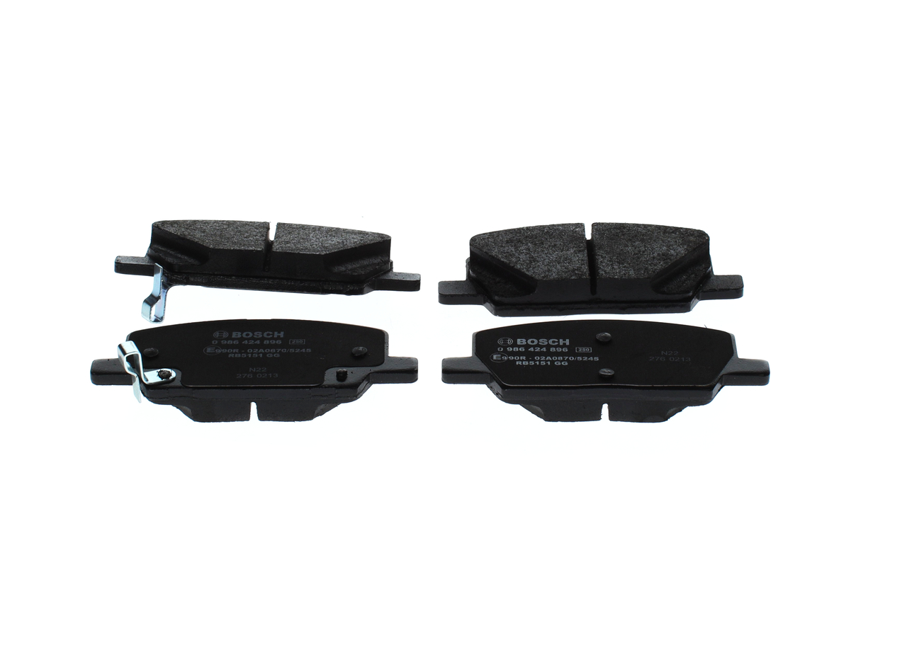 BOSCH 0 986 424 896 Brake pad set Low-Metallic, with acoustic wear warning, with anti-squeak plate, with mounting manual