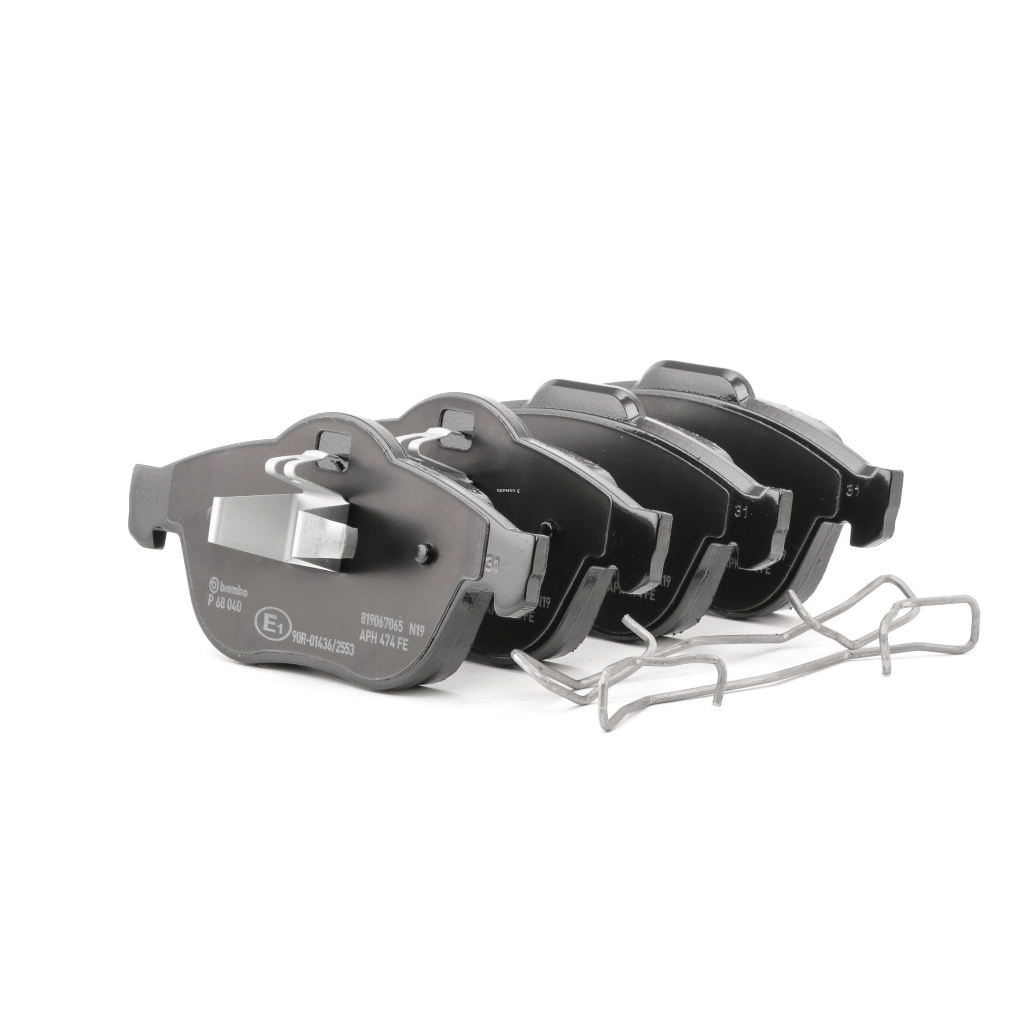 BREMBO P 68 040 Brake pad set excl. wear warning contact, with piston clip, with accessories