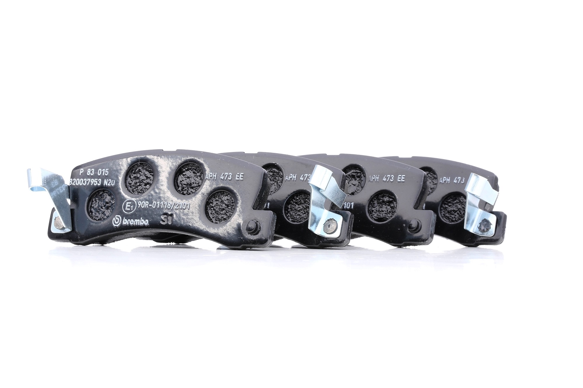 21833 BREMBO with acoustic wear warning, without accessories Height: 43mm, Width: 108mm, Thickness: 16mm Brake pads P 83 015 buy