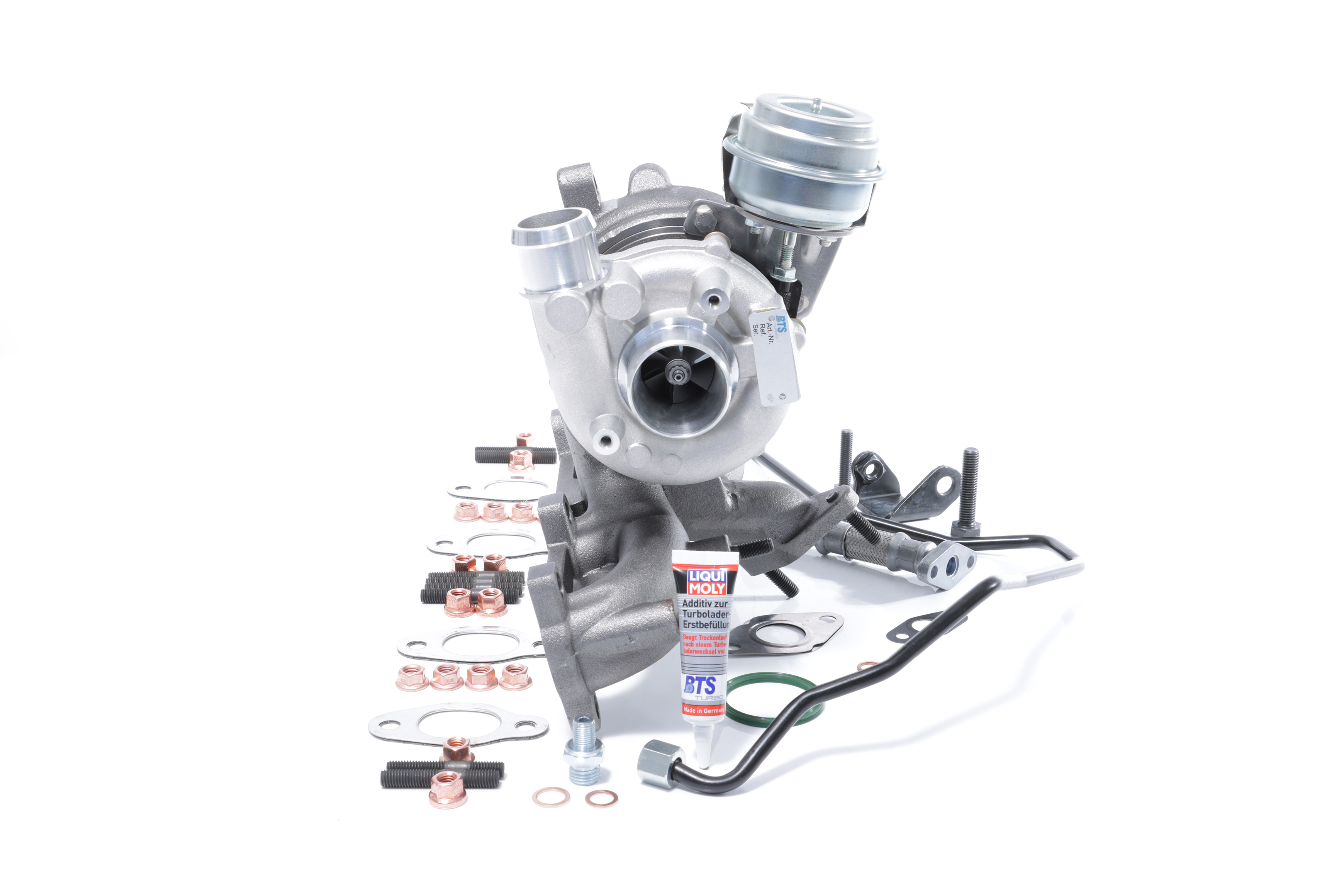 BTS TURBO Exhaust Turbocharger, with oil supply line, with oil drain line, with attachment material, with mounting manual Turbo T981355BT buy