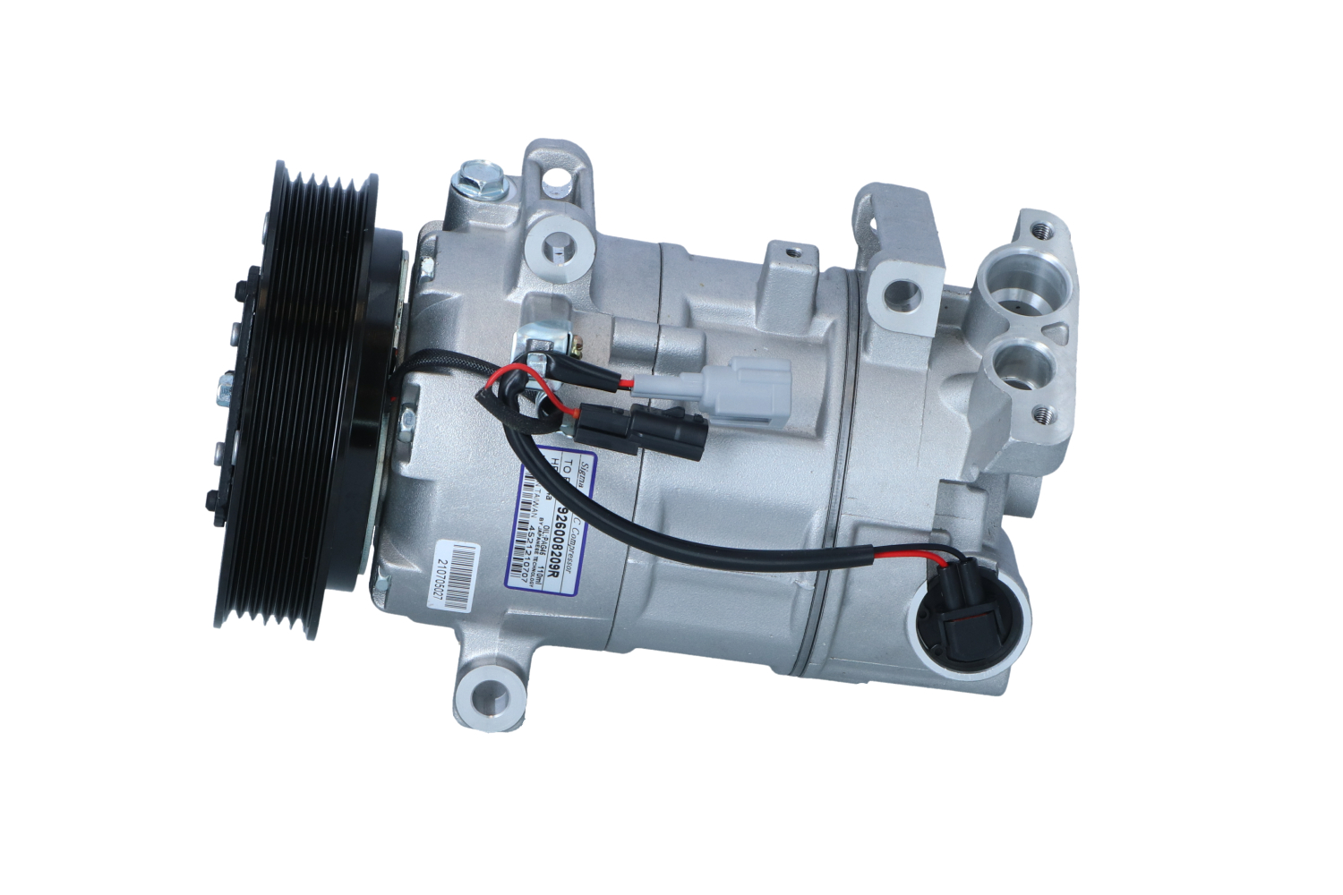 NRF 320058 Air conditioning compressor 6SBL14C, 12V, PAG 46 YF, R 1234yf, R 134a, with magnetic clutch, with seal ring