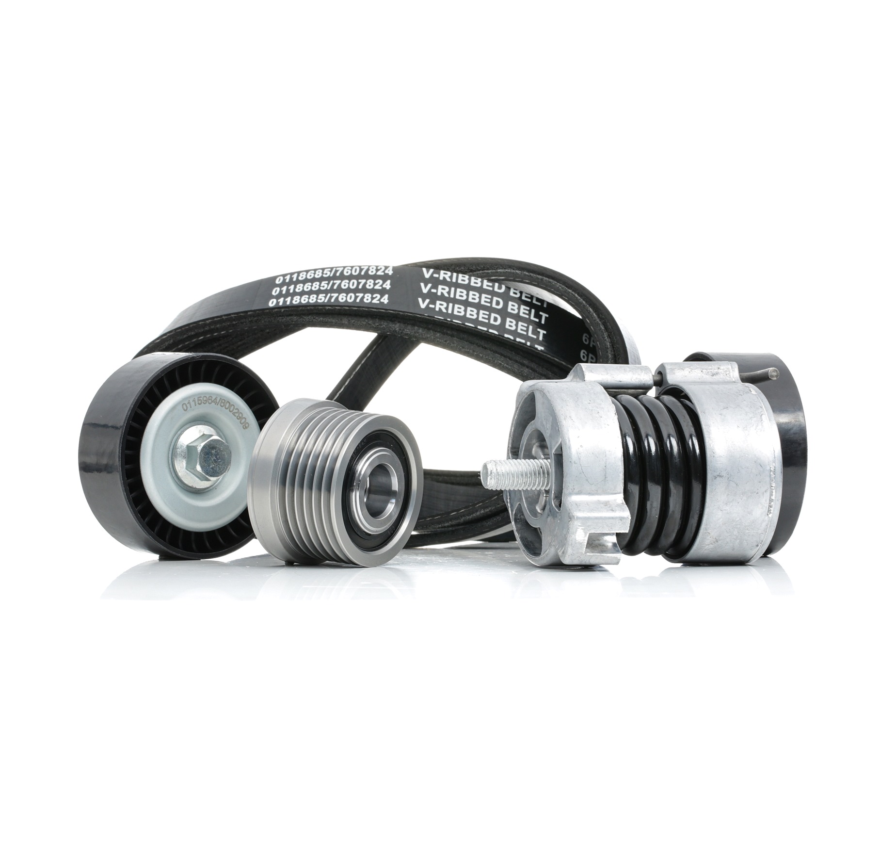 STARK SKRBS-1200713 V-Ribbed Belt Set Pulleys: with freewheel belt pulley, with tensioner arm, tensioner pulley