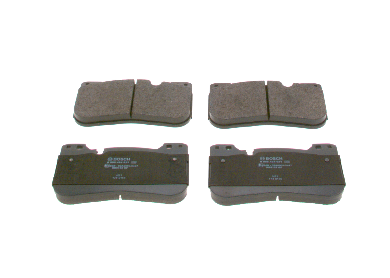 BOSCH 0 986 424 921 Brake pad set Low-Metallic, with anti-squeak plate, with mounting manual