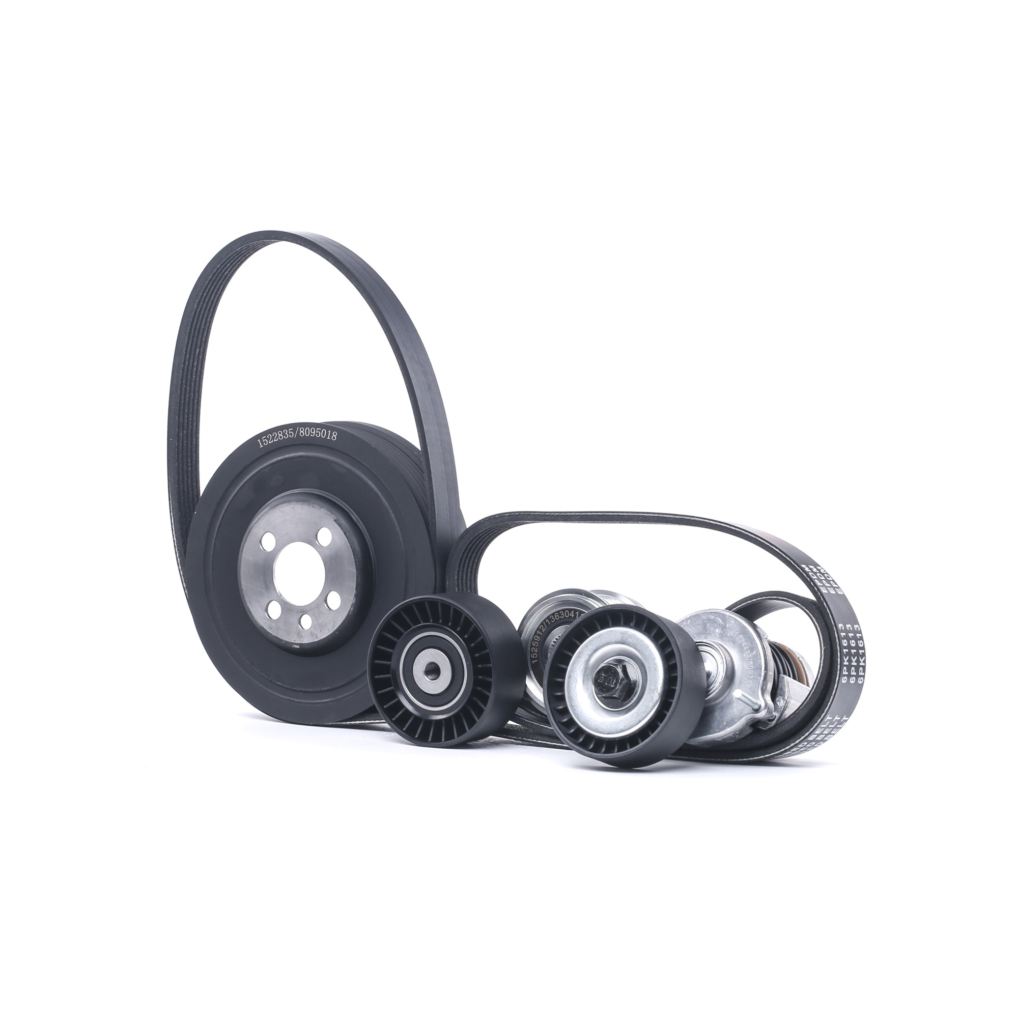 RIDEX Pulleys: with crankshaft pulley, with freewheel belt pulley, with tensioner arm, tensioner pulley Length: 1613mm, Number of ribs: 6 Serpentine belt kit 542R1015 buy