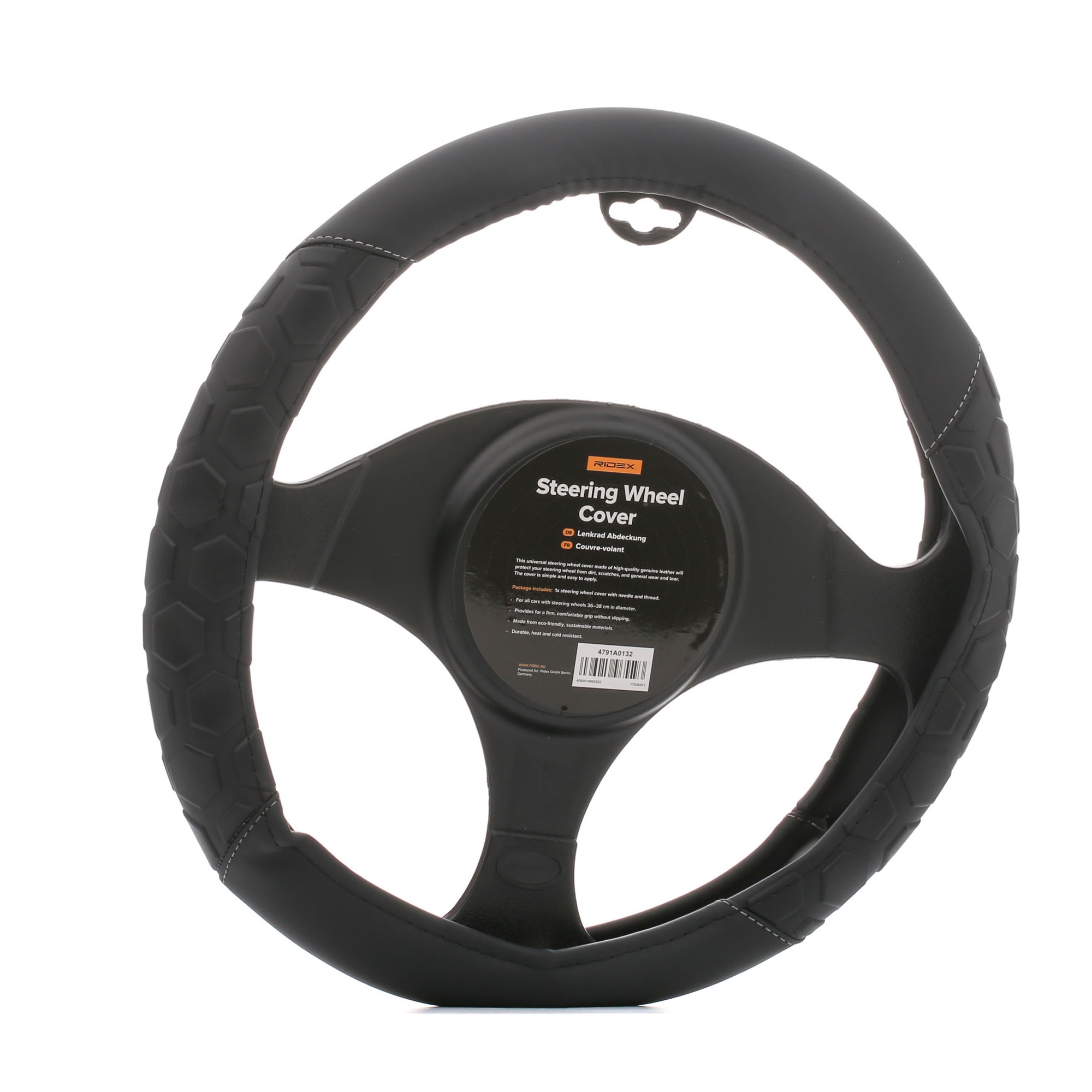RIDEX 4791A0132 Steering wheel cover black, Ø: 37-39cm