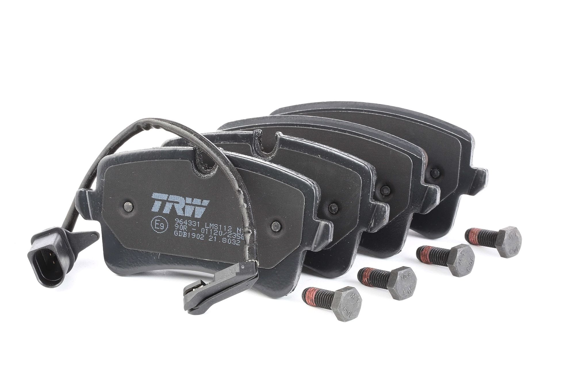 TRW GDB1902 Комплект накладки вкл. контактен датчик за износване, с болтове на спирачния апарат, с принадлежности Ауди A4 2018 в оригинално качество