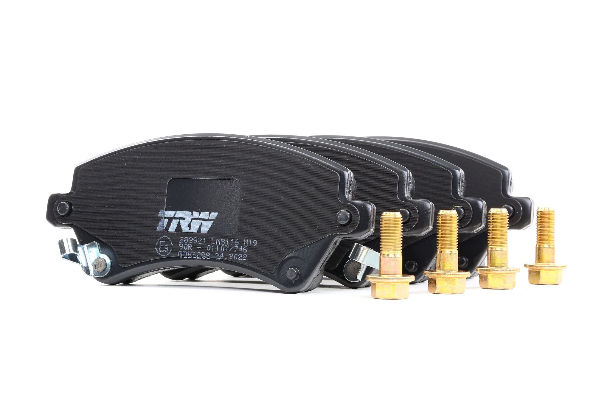 GDB3288 TRW Brake pad set TOYOTA with acoustic wear warning, with brake caliper screws, with accessories