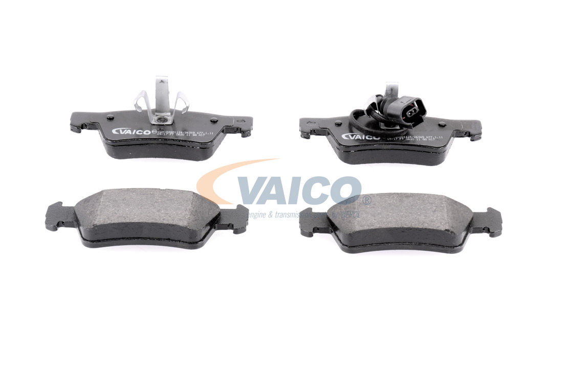 VAICO V10-0763 Brake pad set Q+, original equipment manufacturer quality, Rear Axle, incl. wear warning contact
