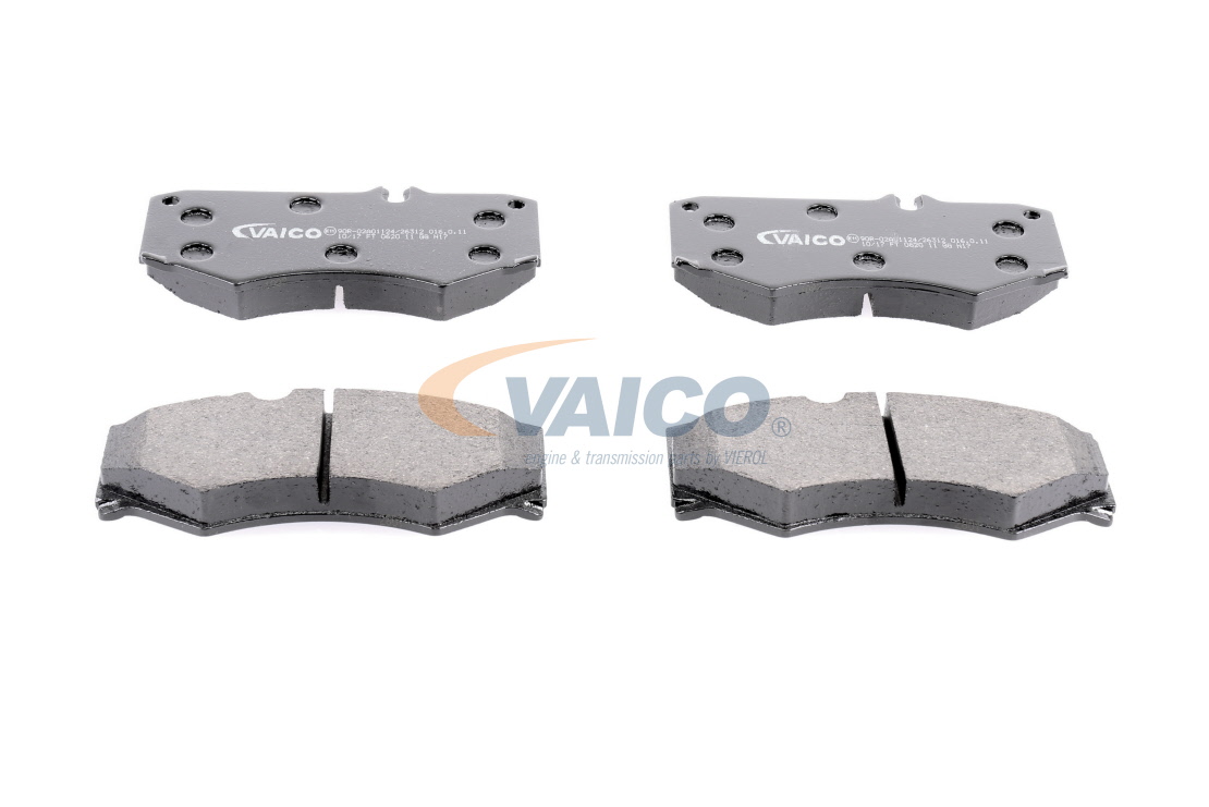 VAICO V10-8114 Brake pad set Q+, original equipment manufacturer quality, Front Axle, prepared for wear indicator, excl. wear warning contact