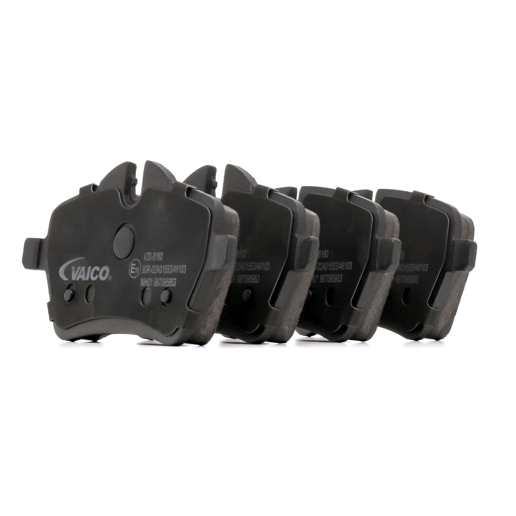 VAICO V20-8160 Brake pad set Q+, original equipment manufacturer quality, Front Axle, excl. wear warning contact, prepared for wear warning indicator