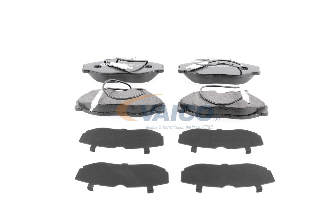 WVA 21674 VAICO Q+, original equipment manufacturer quality, Front Axle, incl. wear warning contact, with brake caliper screws Height: 56,4mm, Width: 129,9mm, Thickness: 19mm Brake pads V22-0078 buy