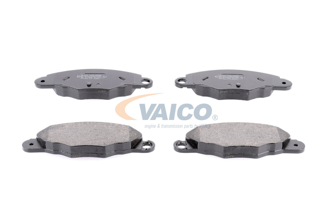 VAICO V22-0090 Brake pad set Q+, original equipment manufacturer quality, Front Axle, incl. wear warning contact, with brake caliper screws
