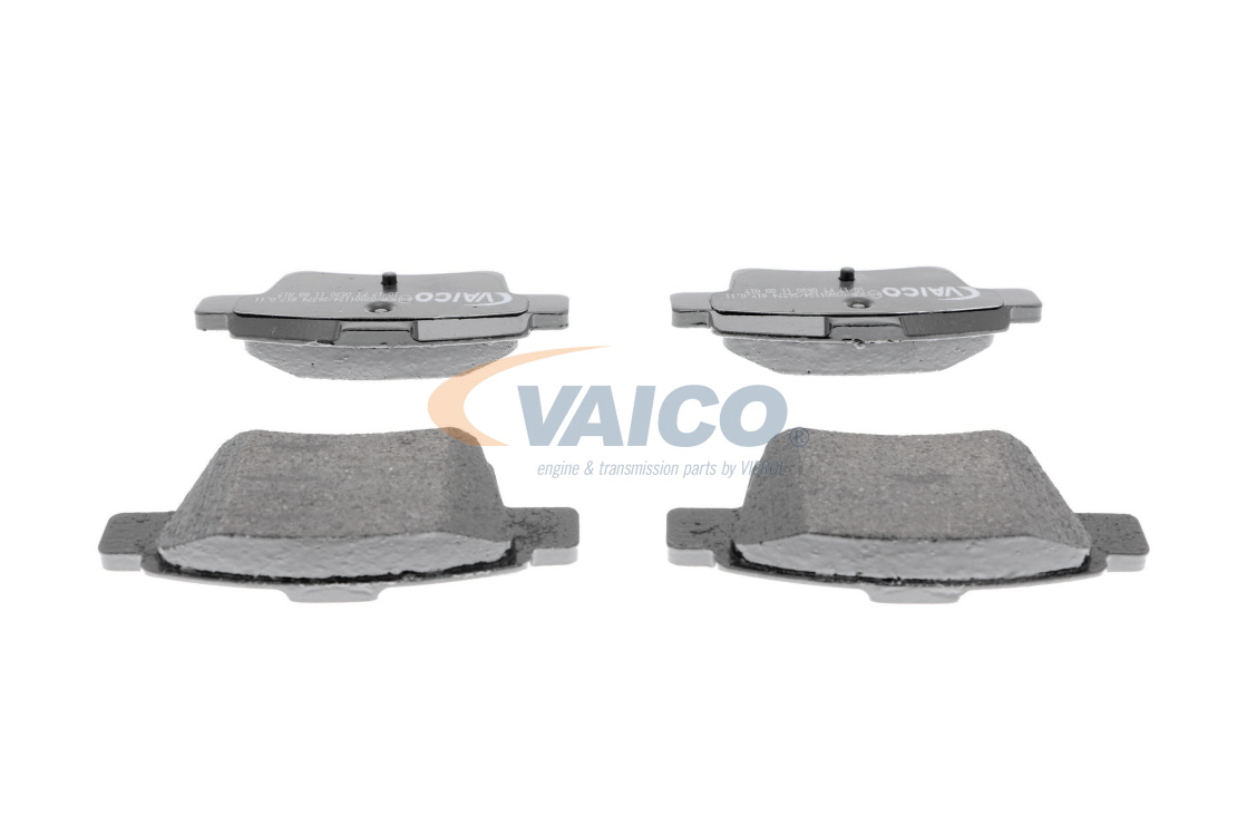 V22-0100 VAICO Brake pad set CITROËN Q+, original equipment manufacturer quality, Rear Axle, excl. wear warning contact, not prepared for wear indicator, with brake caliper screws, with accessories