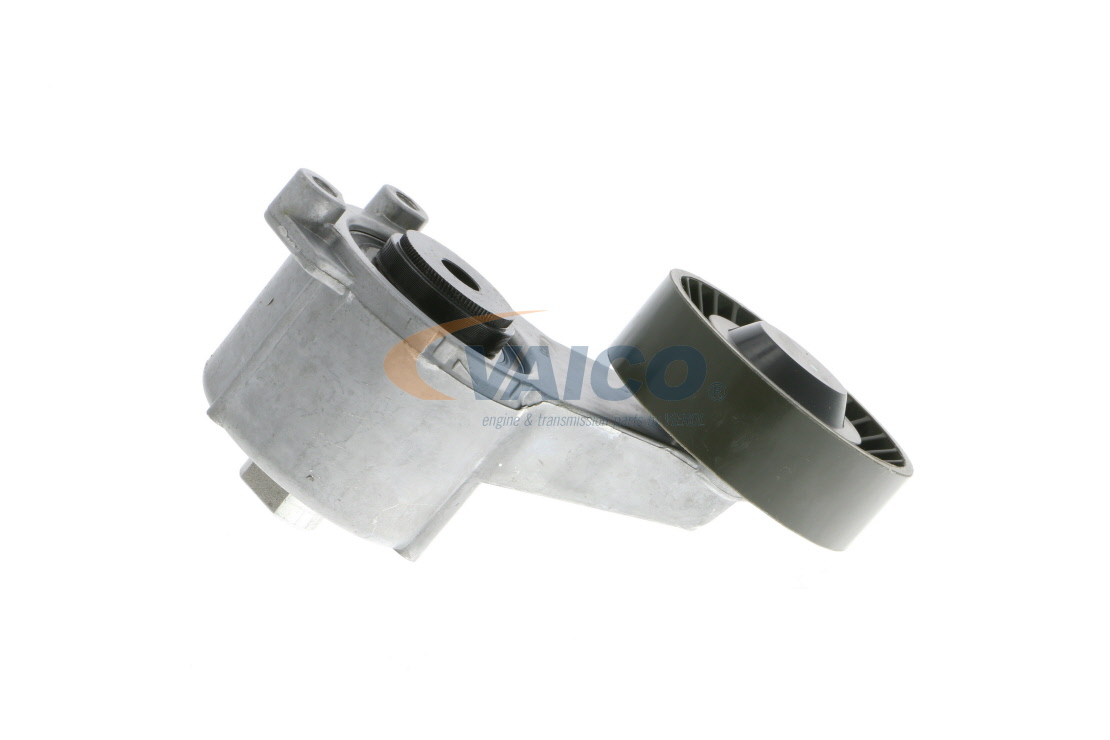 VAICO V30-0112 Belt Tensioner, v-ribbed belt Right, Lower Front Axle, with attachment material, with holder, Original VAICO Quality