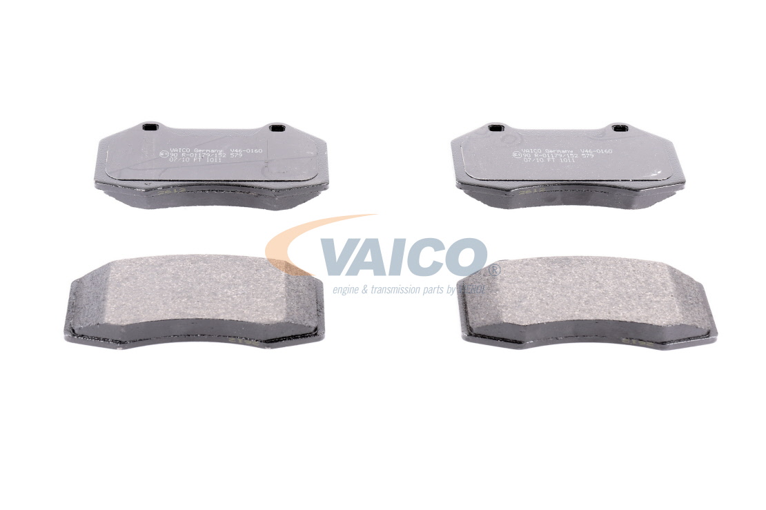WVA 24162 VAICO Q+, original equipment manufacturer quality, Etuakseli, ei valmiutta kulumisenilmaisimelle, Ilman kulumisenilmaisinta Korkeus: 70,4mm, Leveys: 124,7mm, Paksuus: 15,2mm Jarrupalat V46-0160