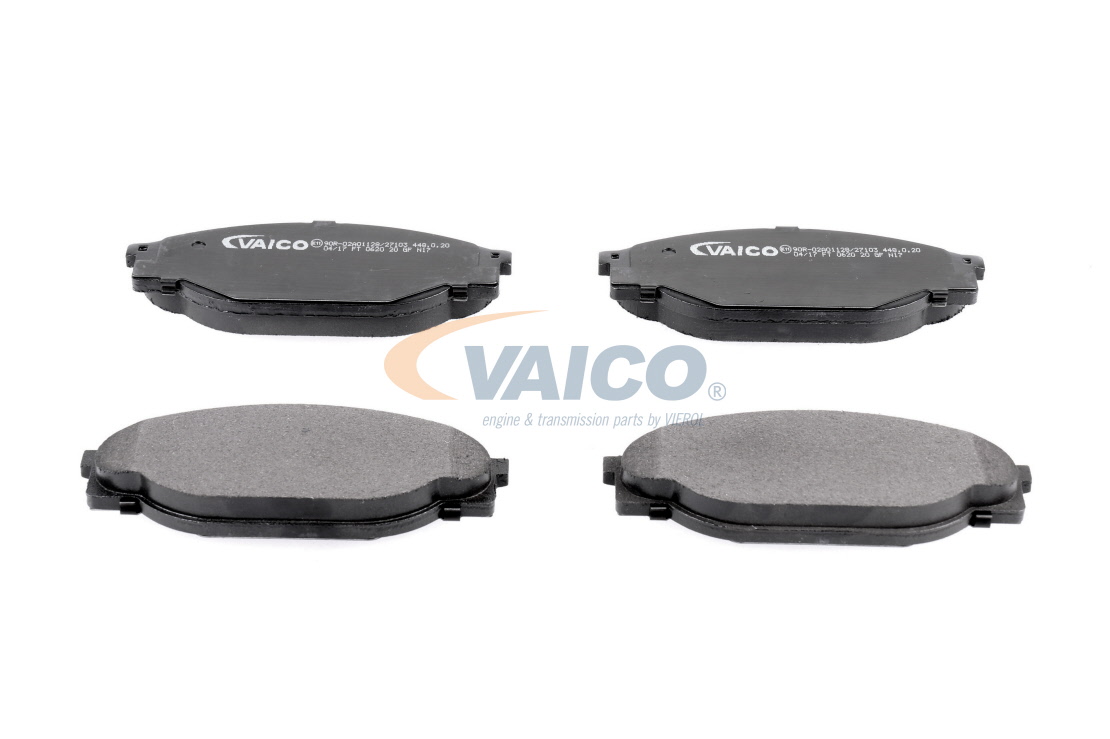 VAICO V70-0024 Brake pad set Q+, original equipment manufacturer quality, Front Axle, not prepared for wear indicator, excl. wear warning contact