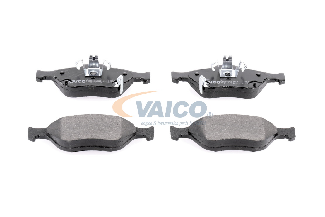 VAICO V70-0037 Brake pad set Q+, original equipment manufacturer quality, Front Axle, with acoustic wear warning
