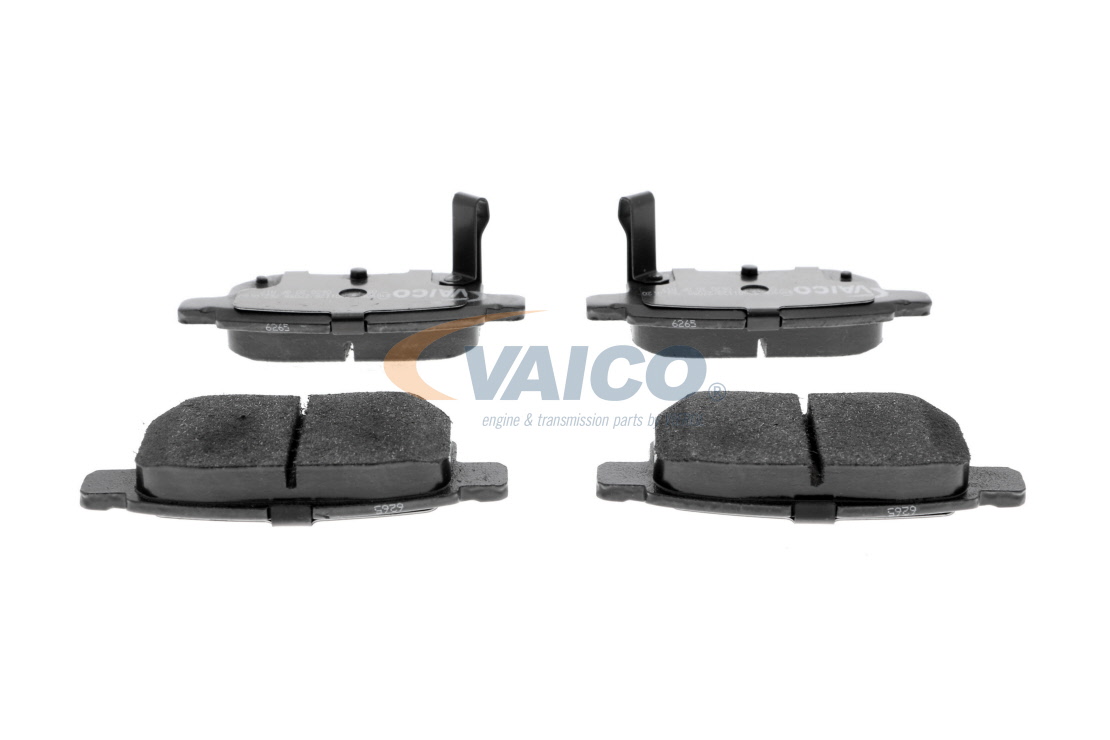 Kupi V70-0038 VAICO Q+, original equipment manufacturer quality, Zadnja prema, z opozorilnim zvokom obrabe Visina: 42,4mm, Sirina: 98,6mm, Debelina: 15,5mm Zavorne ploščice V70-0038 poceni