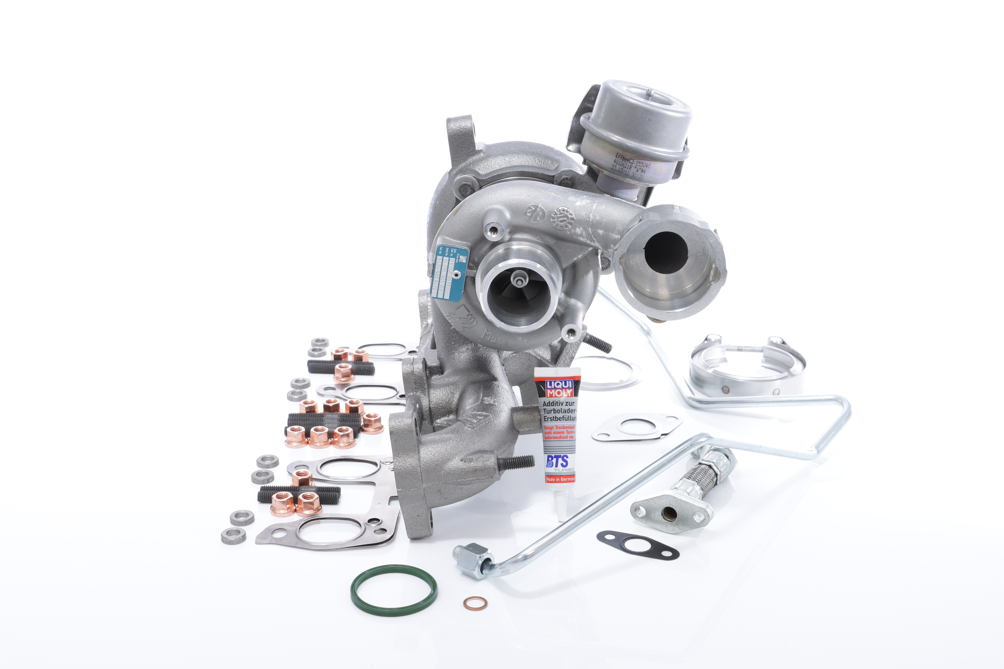 BTS TURBO TURBO SERVICE SET ORIGINAL T981075 Turbocharger Exhaust Turbocharger, with attachment material, with oil supply line, with oil drain line, with mounting manual