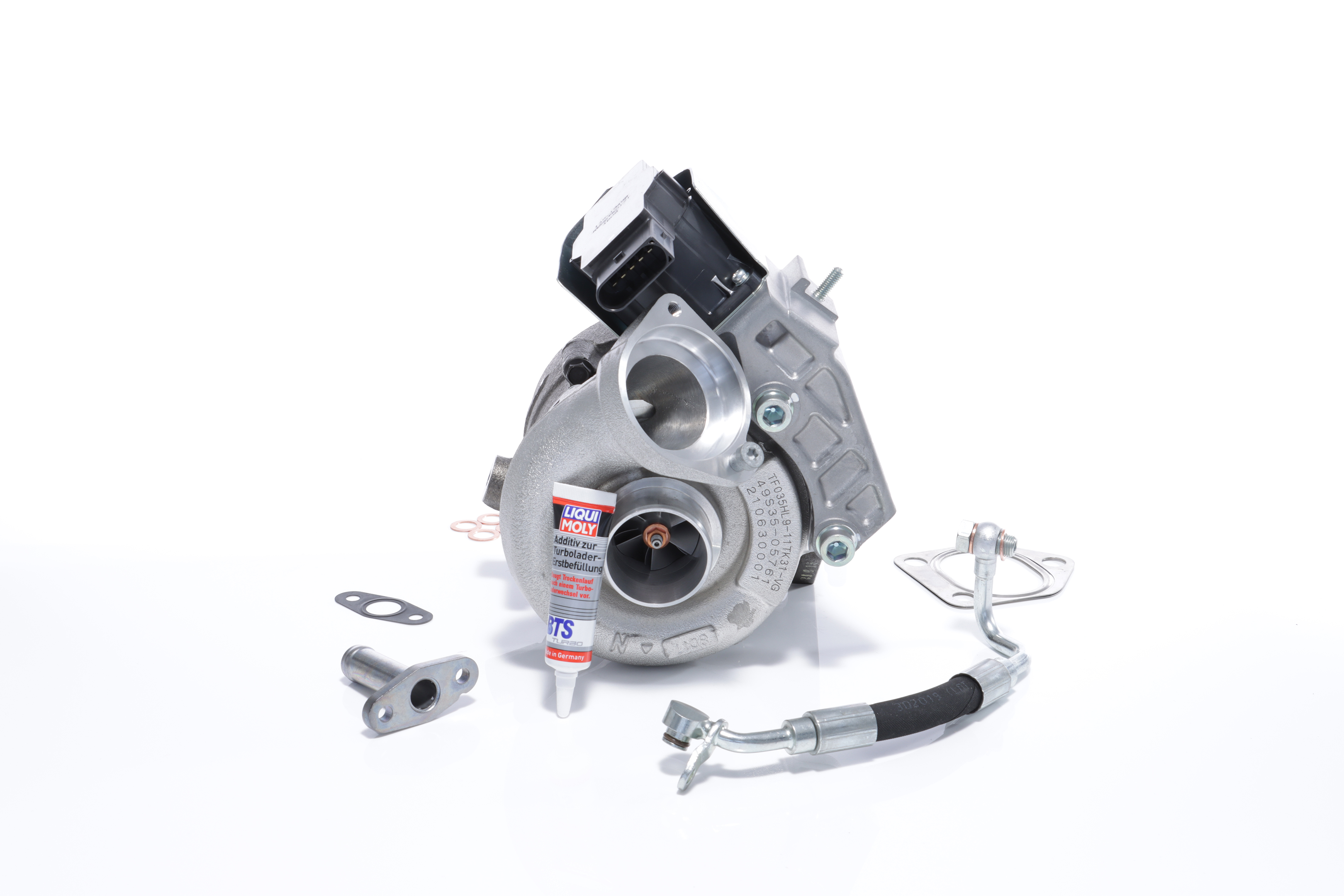 BTS TURBO TURBO SERVICE SET ORIGINAL Exhaust Turbocharger, with oil supply line, with oil drain line, with attachment material, with mounting manual Turbo T981229 buy
