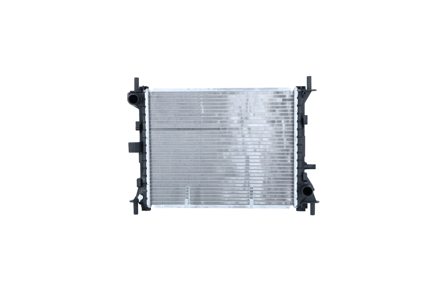 NRF 509614 Engine radiator Aluminium, 446 x 378 x 16 mm, with mounting parts, Brazed cooling fins