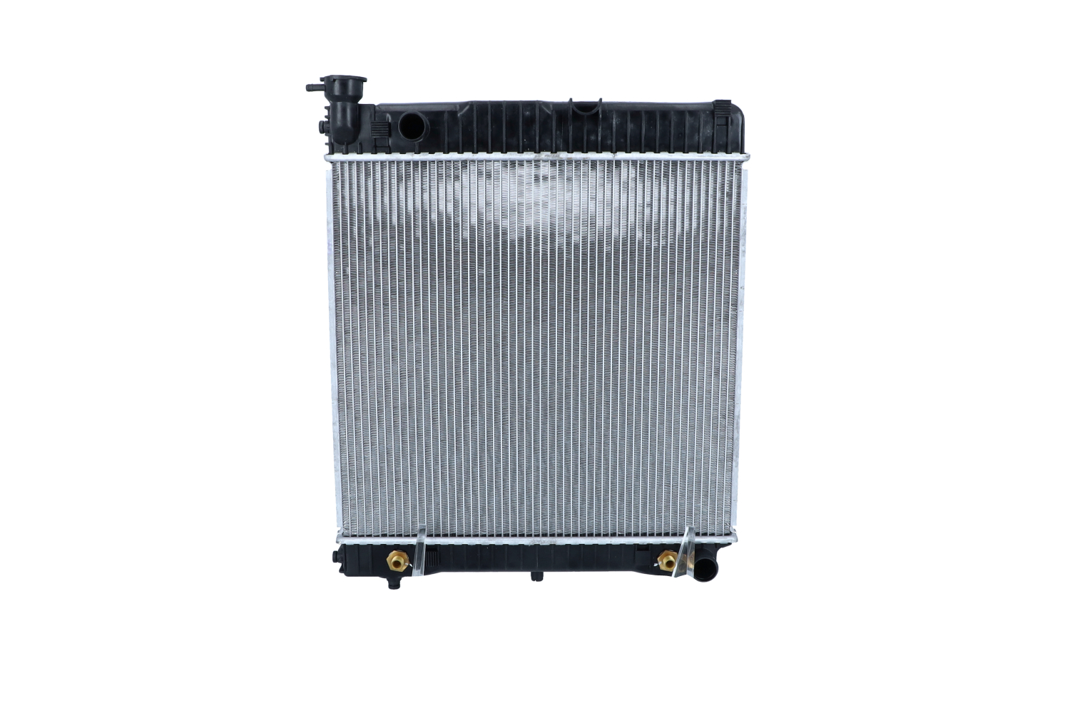 NRF 53875 Engine radiator Aluminium, 505 x 476 x 34 mm, with mounting parts, Brazed cooling fins