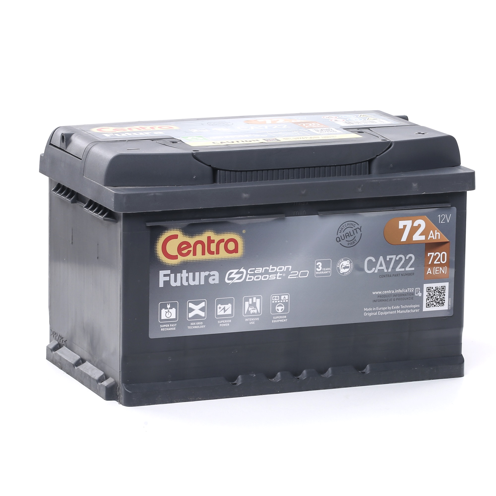 CENTRA Futura CA722 Batterie 12V 72Ah 720A B13 Bleiakkumulator