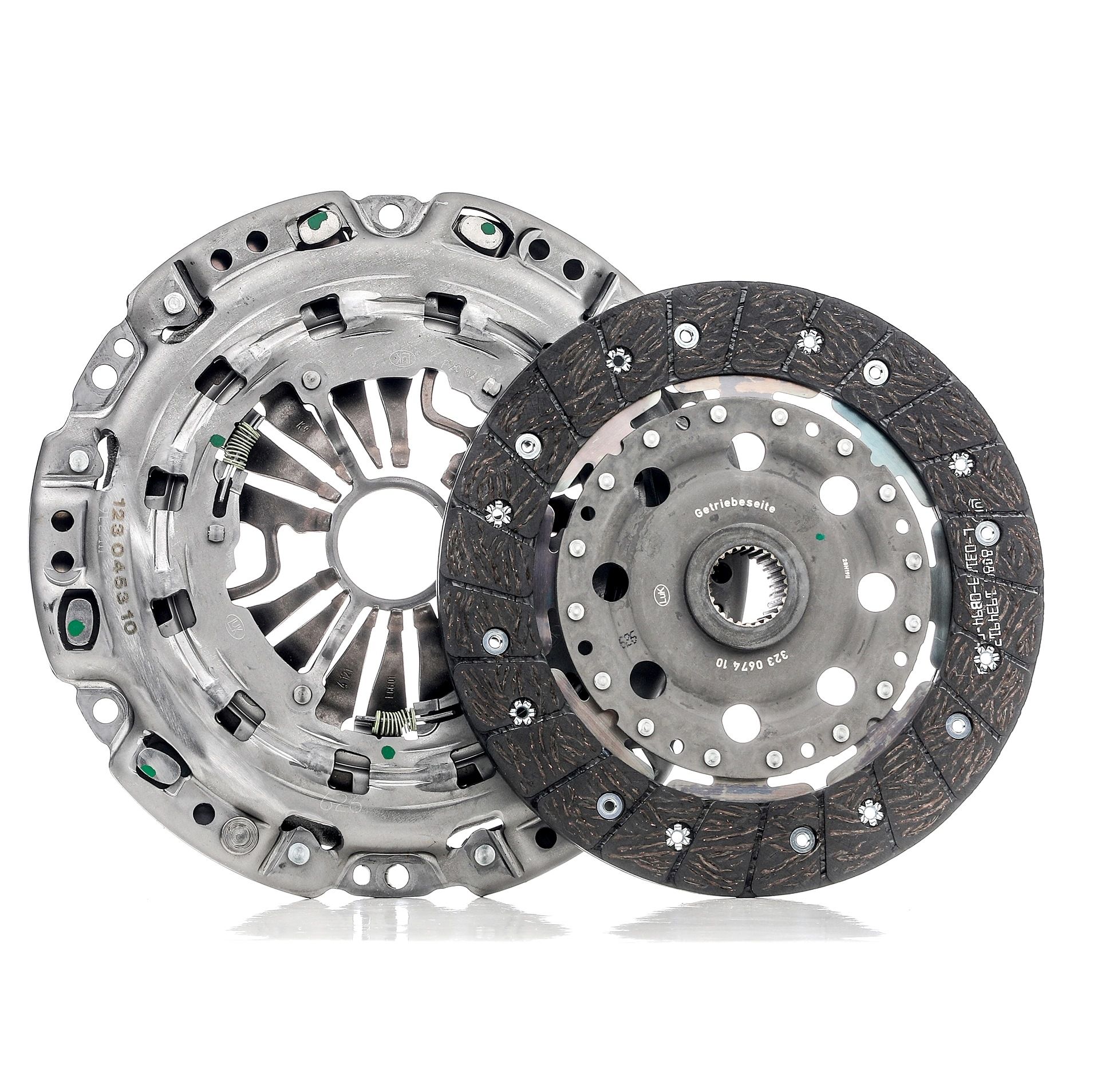 623 3215 19 LuK Clutch set MERCEDES-BENZ for engines with dual-mass flywheel, with clutch disc, without clutch release bearing, Requires special tools for mounting, Check and replace dual-mass flywheel if necessary., with automatic adjustment, 230mm