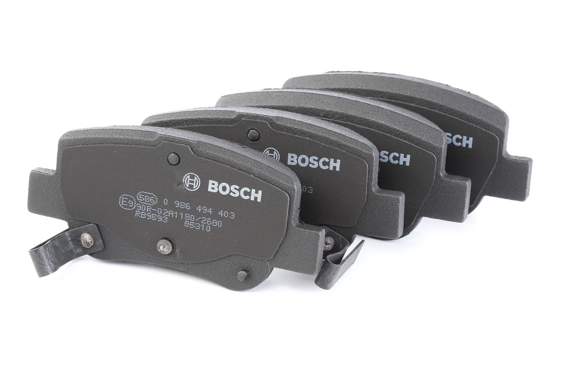 0 986 494 403 BOSCH Brake pad set TOYOTA Low-Metallic, with acoustic wear warning, with anti-squeak plate, with mounting manual