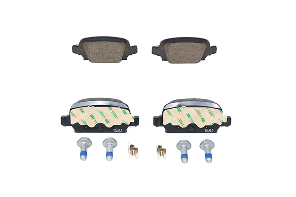 ATE Ceramic 13.0470-2858.2 Brake pad set with acoustic wear warning, with brake caliper screws