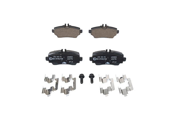 ATE Ceramic 13.0470-2776.2 Brake pad set prepared for wear indicator, excl. wear warning contact, with brake caliper screws, with accessories