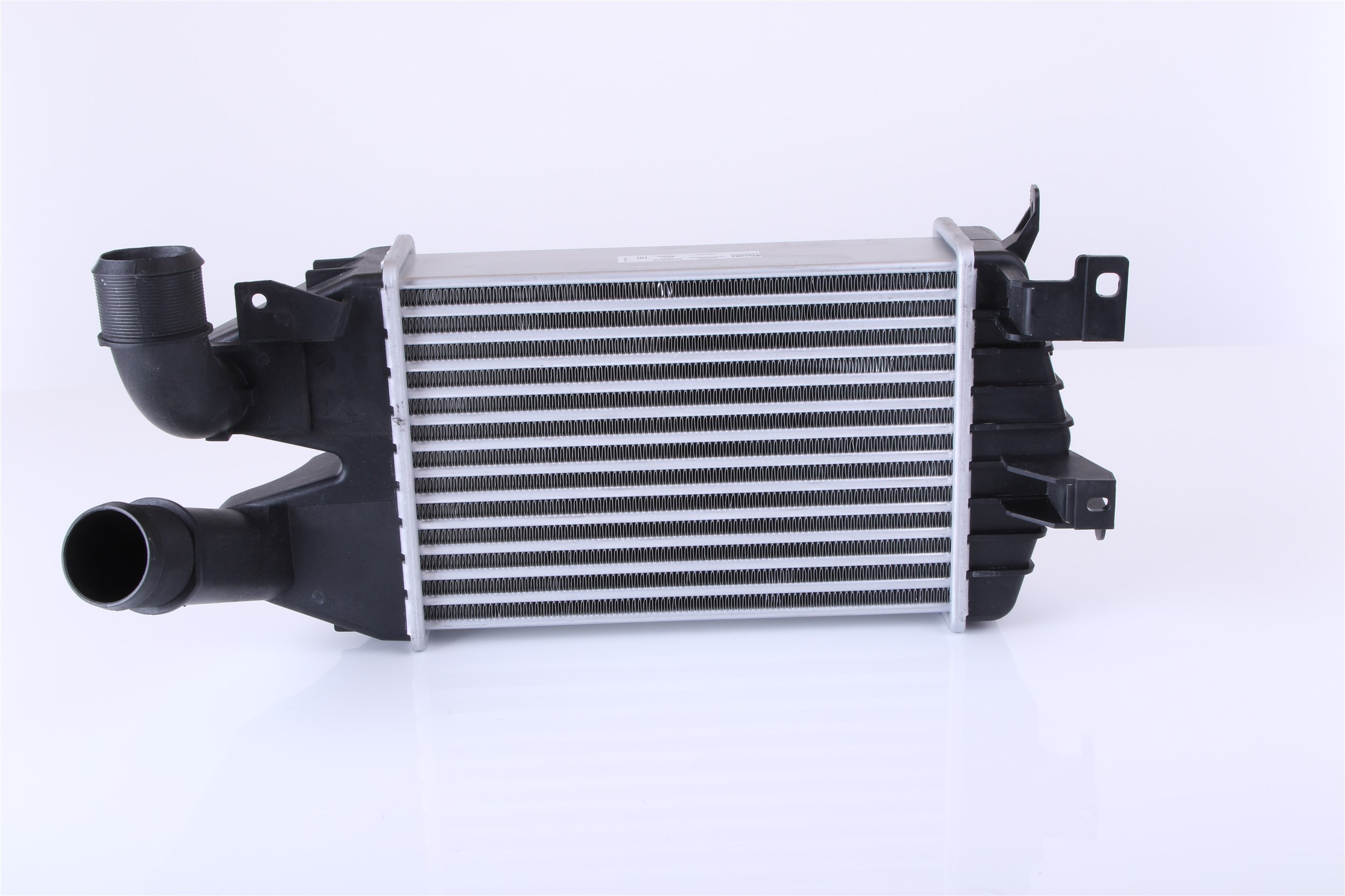 NISSENS 96587 Intercooler without quick coupling, Left connector, angled