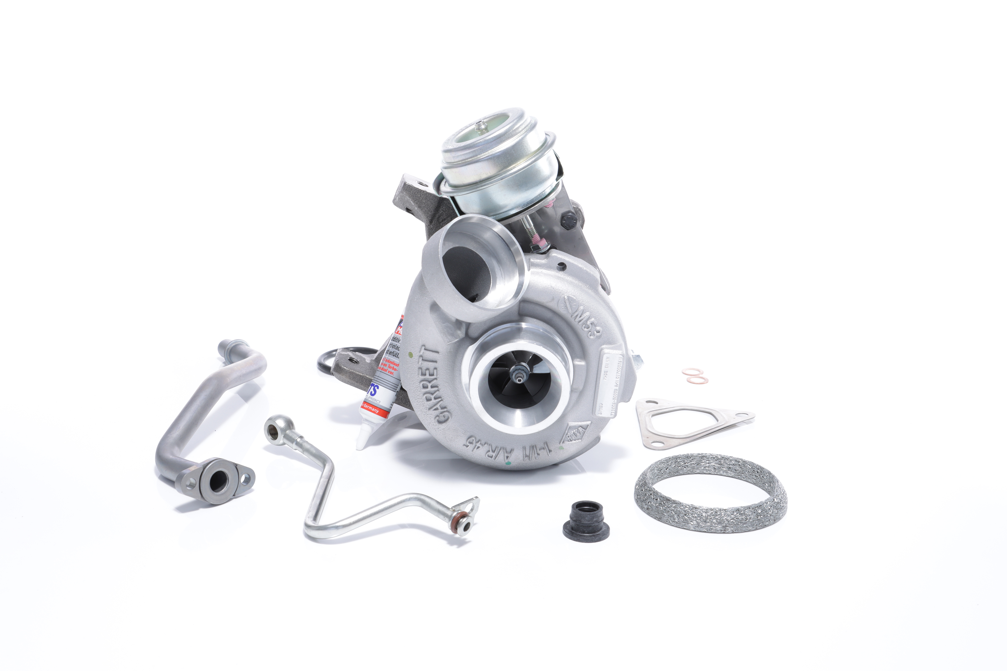 BTS TURBO Turbo T981234 Abgasturbolader, mit Ölzulaufleitung, mit Ölablaufleitung, mit Anbau-/Befestigungsmaterial, TURBO SERVICE SET ORIGINAL