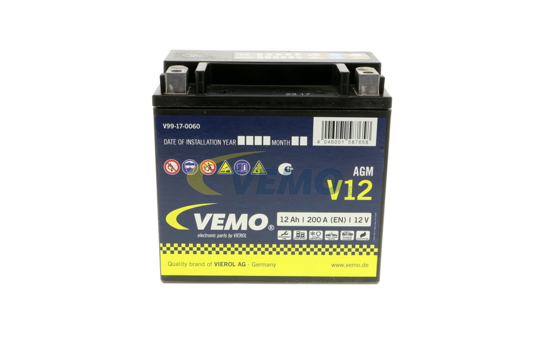 Ga naar het circuit Relatief Denken V99-17-0060 VEMO BTX14 Accu / Batterij 12V, 12Ah, 200A, B, Pluspool rechts,  AGM-accu, Onderhoudsvrij, Gel-accu, Original VEMO kwaliteit ▷ AUTODOC prijs  en ervaringen