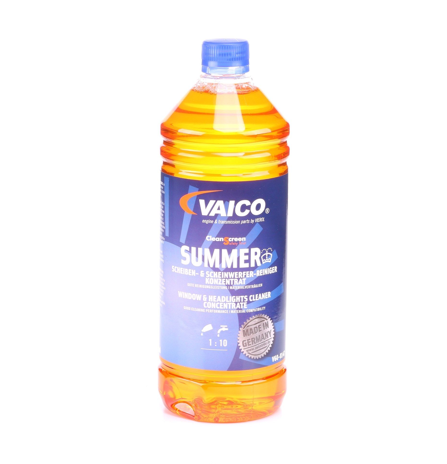 VAICO V60-0147 Ruitenvloeistof Fles, Mengverhouding: 1:10, Inhoud: 1L, Oranje, Q+, original equipment manufacturer quality MADE IN GERMANY