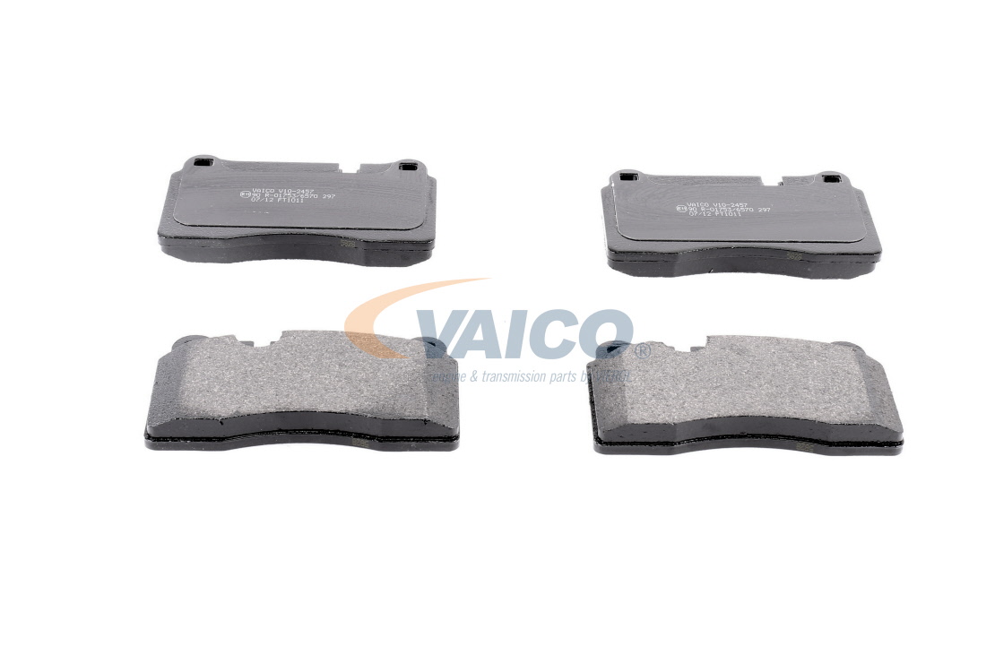 Купете 7L6 698 151 E VAICO предна ос височина: 77,3mm, ширина: 131,6mm, дебелина: 17,1mm Комплект спирачно феродо, дискови спирачки V10-2457 евтино