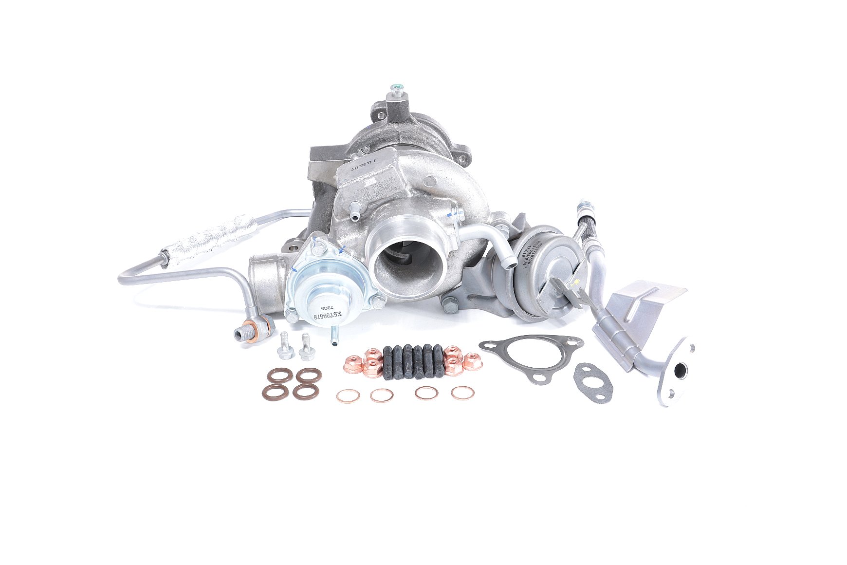 BTS TURBO Exhaust Turbocharger, with oil supply line, with oil drain line, with fastening/mounting material, TURBO SERVICE SET ORIGINAL Turbo T981272 buy