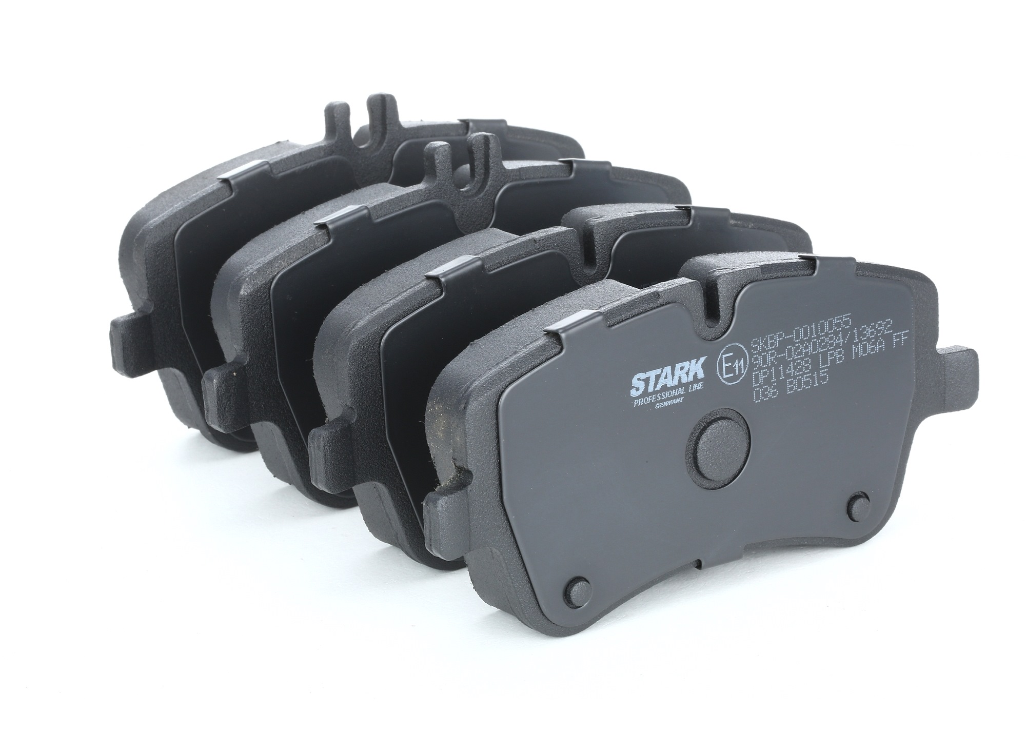 STARK SKBP-0010055 Brake pad set Front Axle, Low-Metallic, prepared for wear indicator, with anti-squeak plate