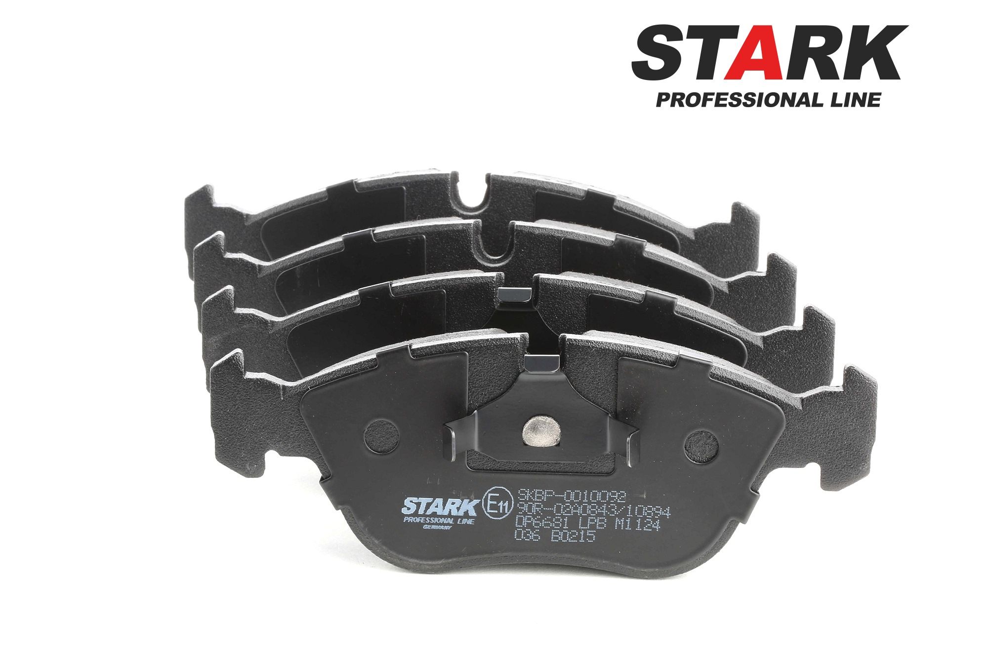 STARK SKBP-0010092 Brake pad set Front Axle, prepared for wear indicator, with anti-squeak plate, with piston clip