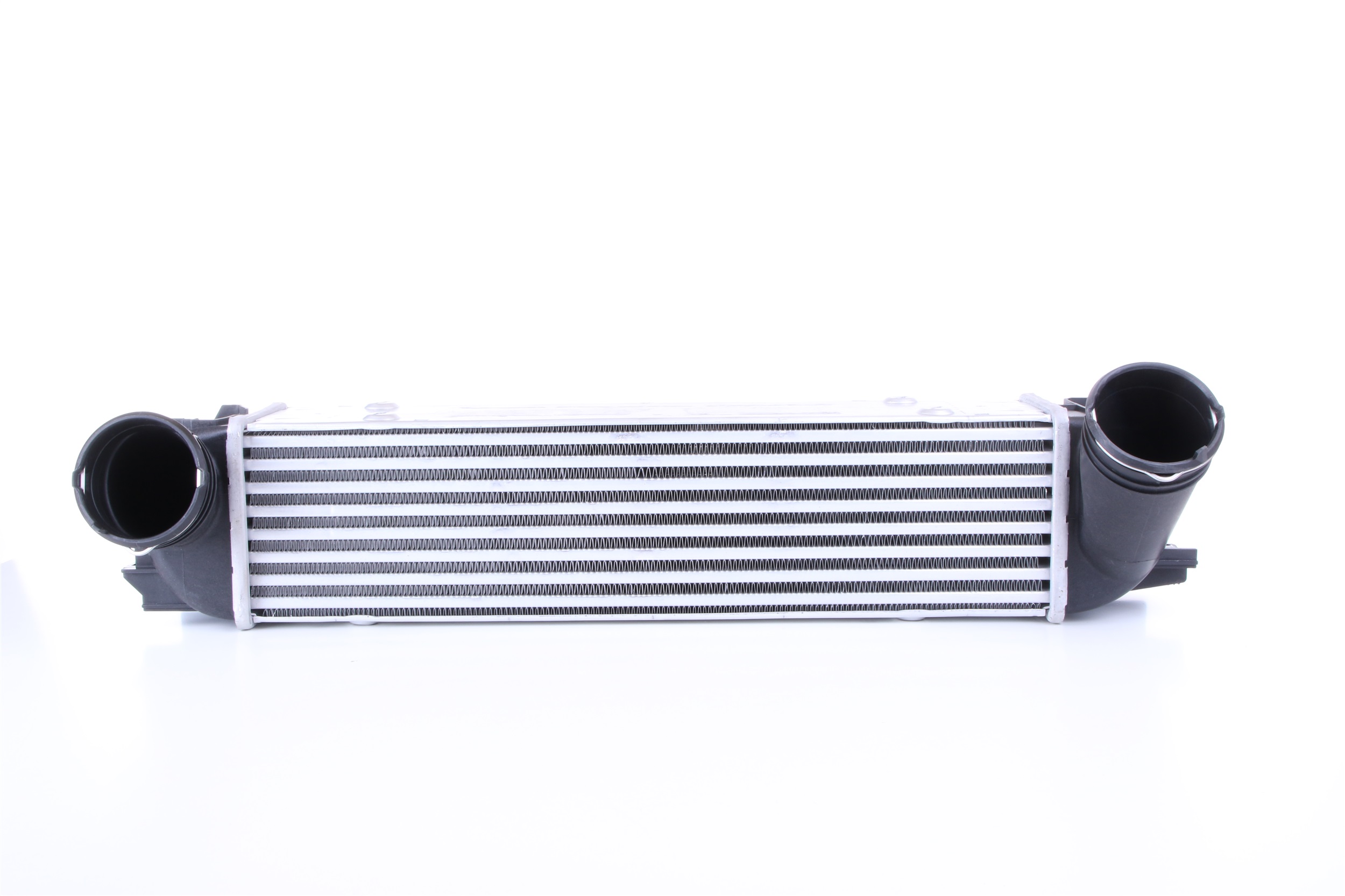 NISSENS 96595 Intercooler with quick couplers, Left connector, angled