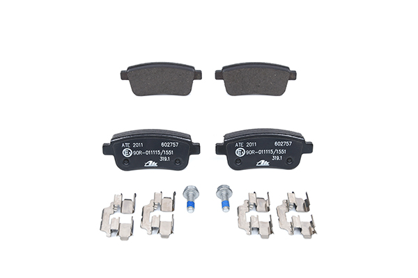ATE 13.0460-2757.2 Brake pad set not prepared for wear indicator, excl. wear warning contact, with brake caliper screws, with accessories