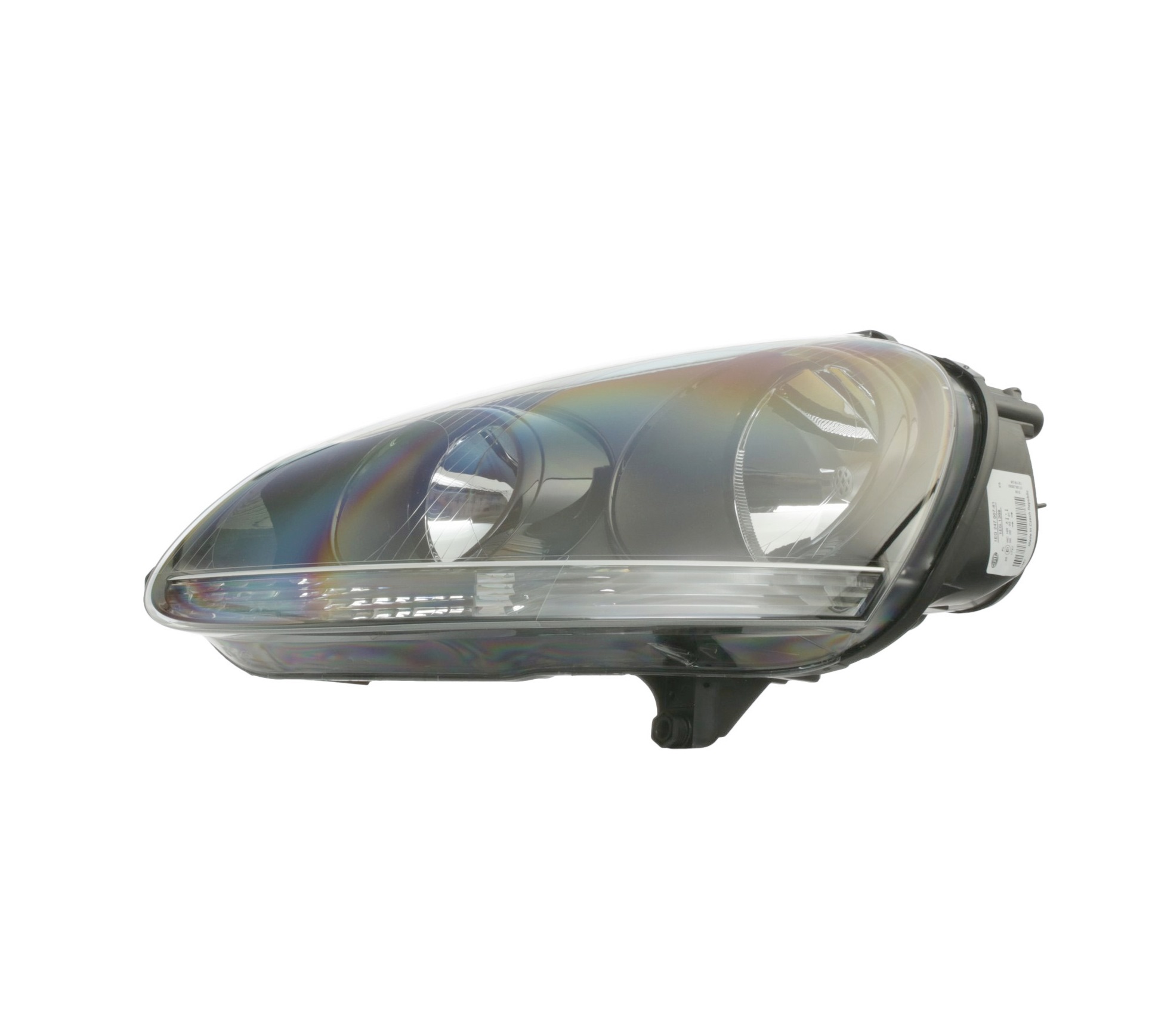 HELLA 1EG 247 007-611 Headlight Left, W5W, PY21W, H7/H7, Halogen, FF, 12V, white, with low beam, with indicator, with high beam, with position light, for right-hand traffic, without bulb holder, without bulbs, with motor for headlamp levelling