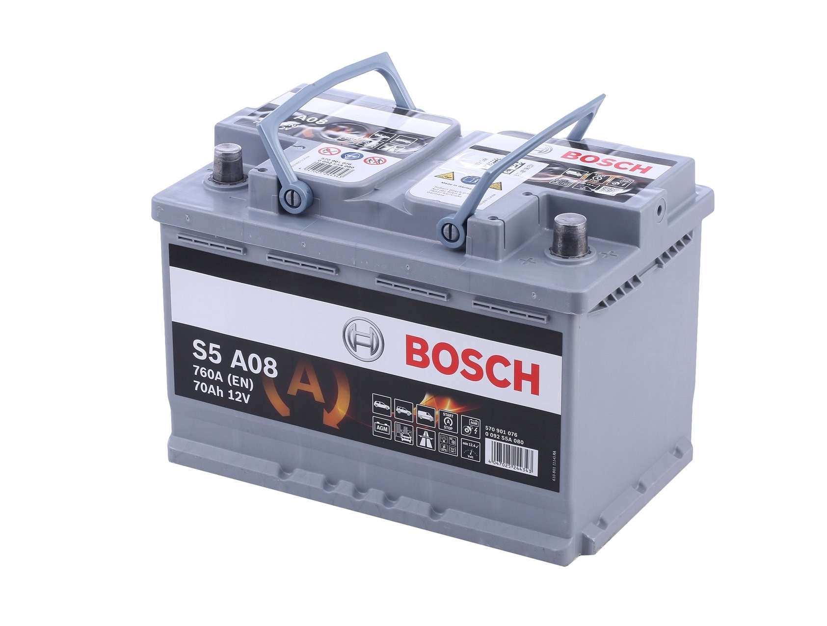 S5 A08 BOSCH 0 092 S5A 080 Batterie 12V 70Ah 760A B13 AGM-Batterie Ford in Original Qualität