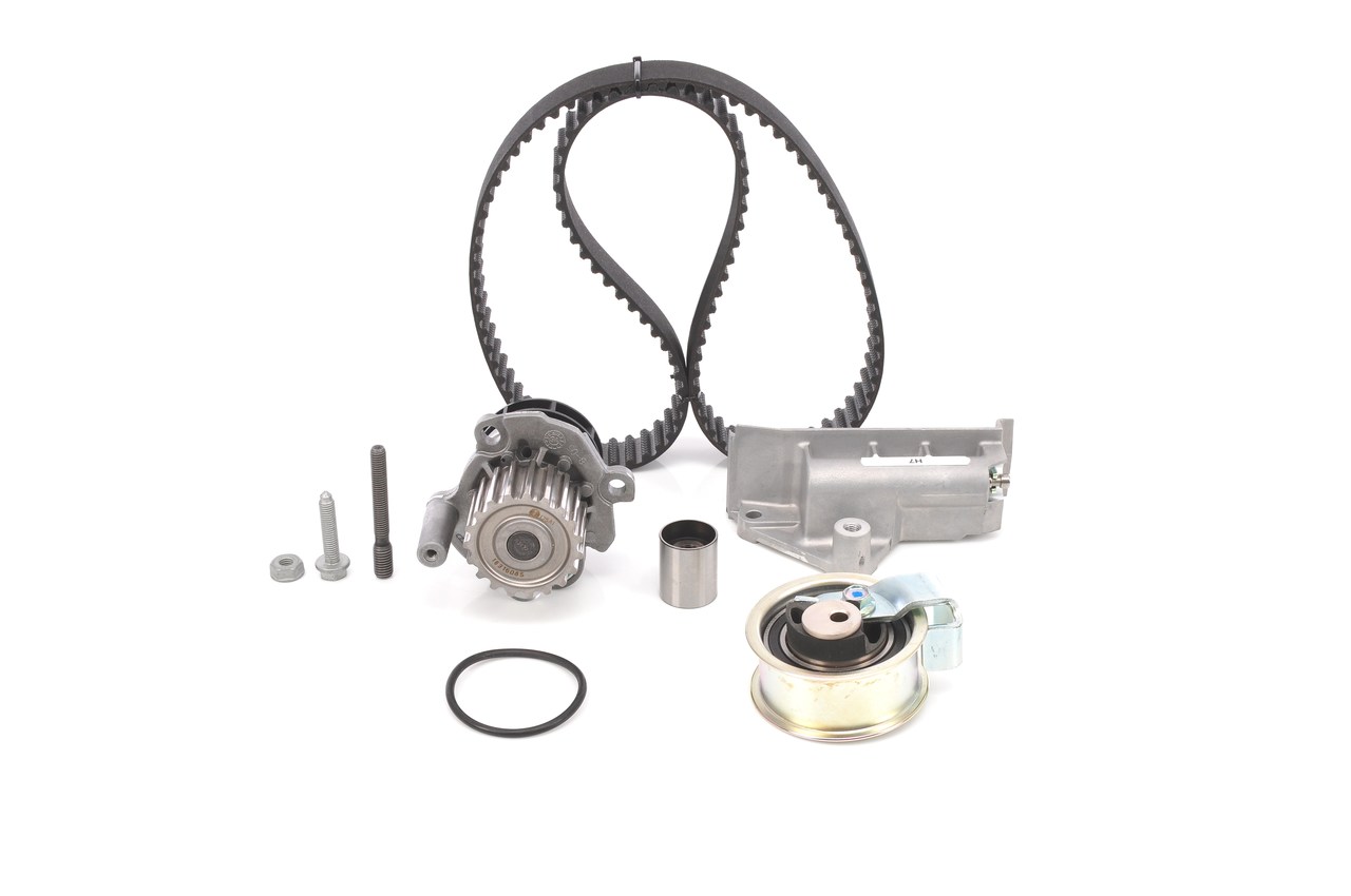 BOSCH 1 987 946 473 Water pump and timing belt kit with tensioner pulley damper, Number of Teeth: 148 L: 1184 mm, Width: 23 mm