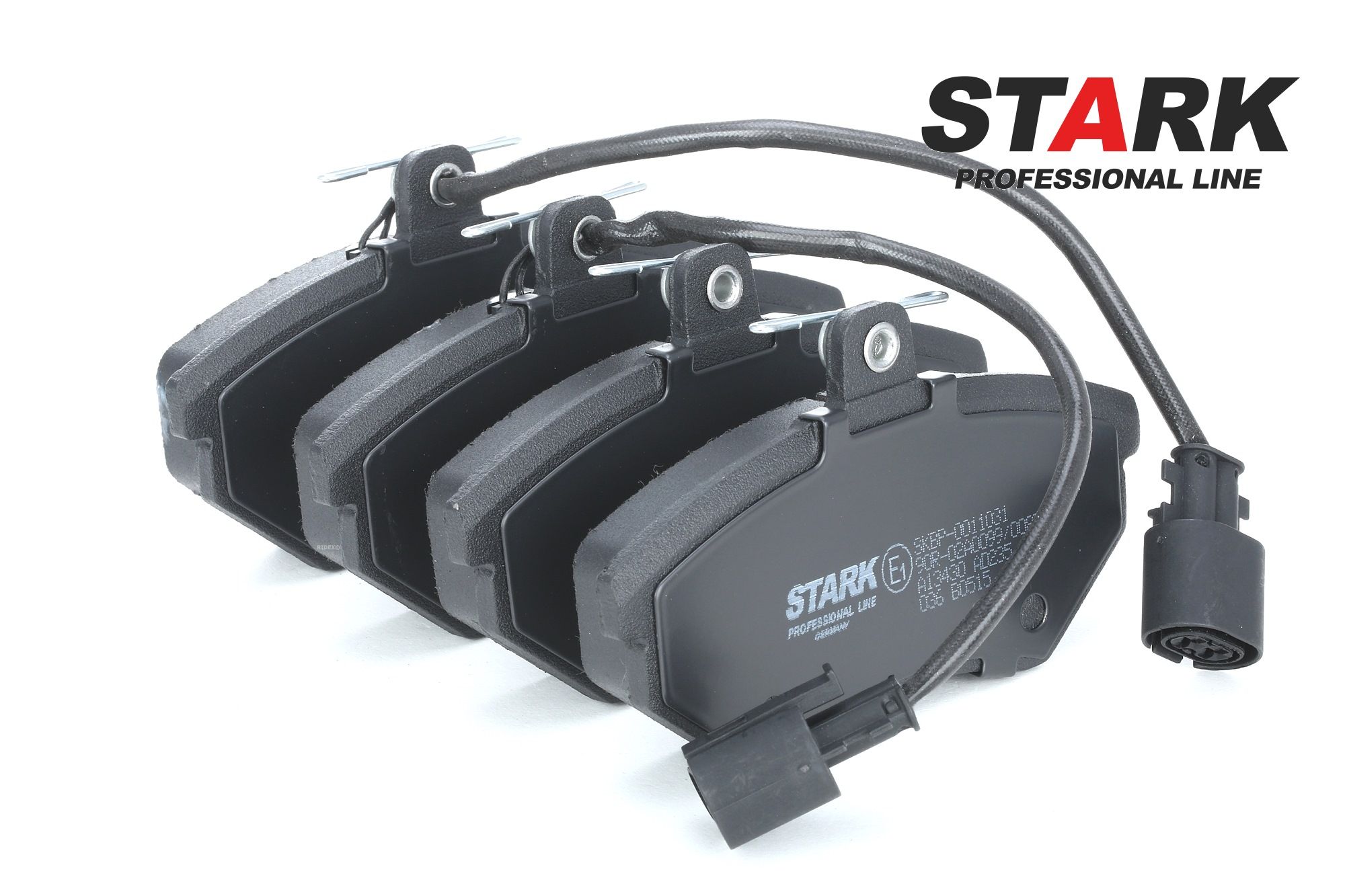 STARK SKBP-0011031 Brake pad set Front Axle, Low-Metallic, incl. wear warning contact, with anti-squeak plate
