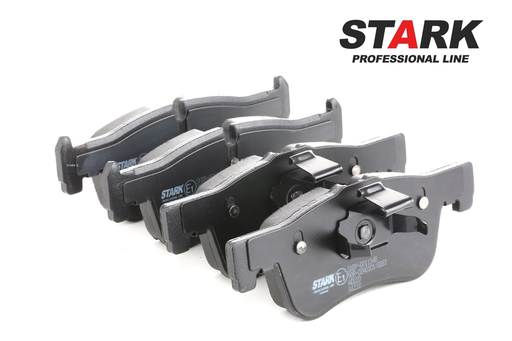 STARK SKBP-0011148 Brake pad set Front Axle, prepared for wear indicator, with anti-squeak plate, with piston clip