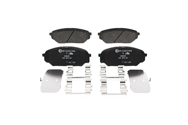 ATE 13.0460-5638.2 Brake pad set with acoustic wear warning, with anti-squeak plate, with accessories