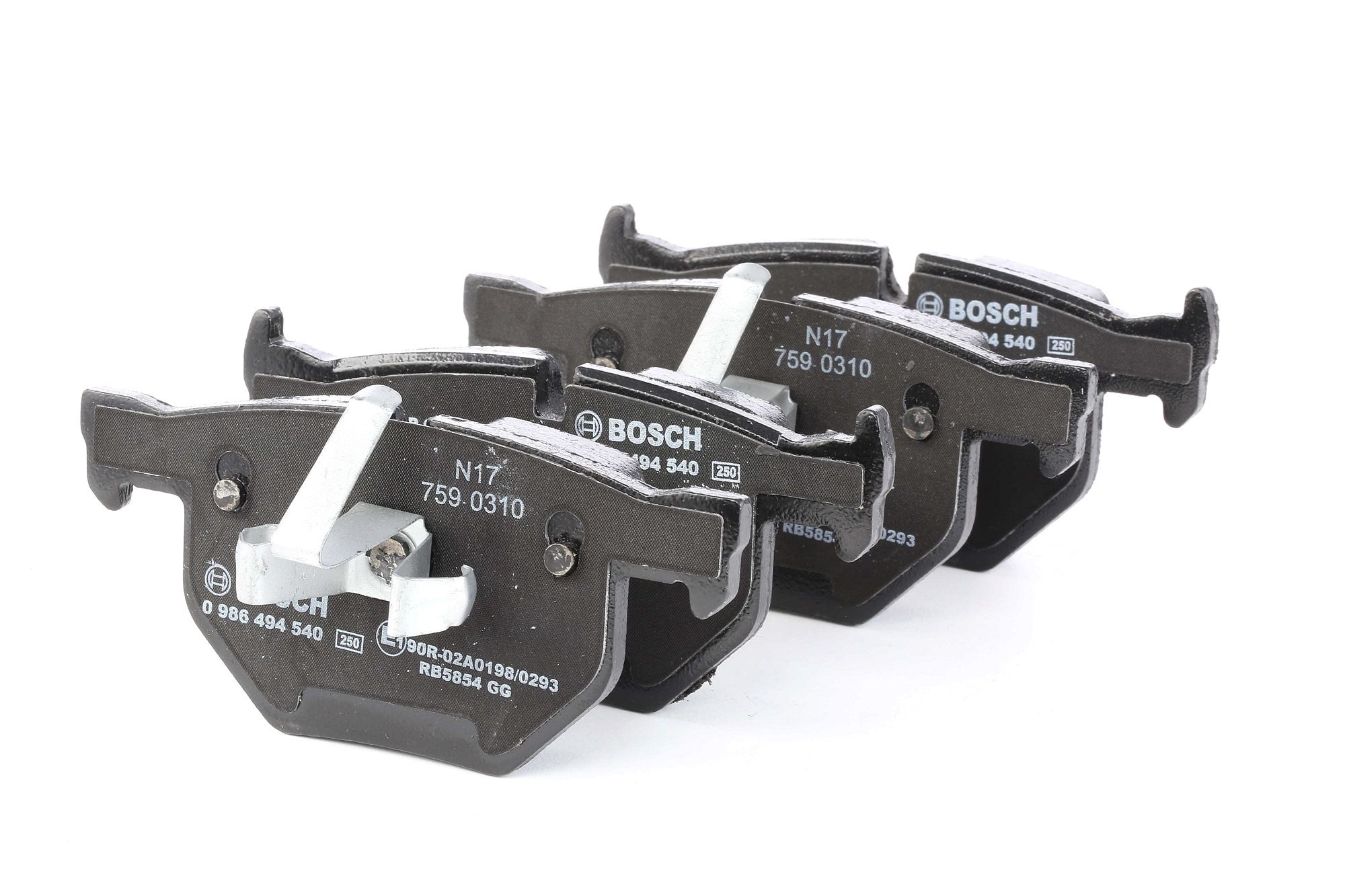 BP1461 BOSCH Low-Metallic, with anti-squeak plate, with piston clip Height 1: 57,7mm, Height 2: 58,1mm, Width: 123,3mm, Thickness: 17mm Brake pads 0 986 494 540 buy