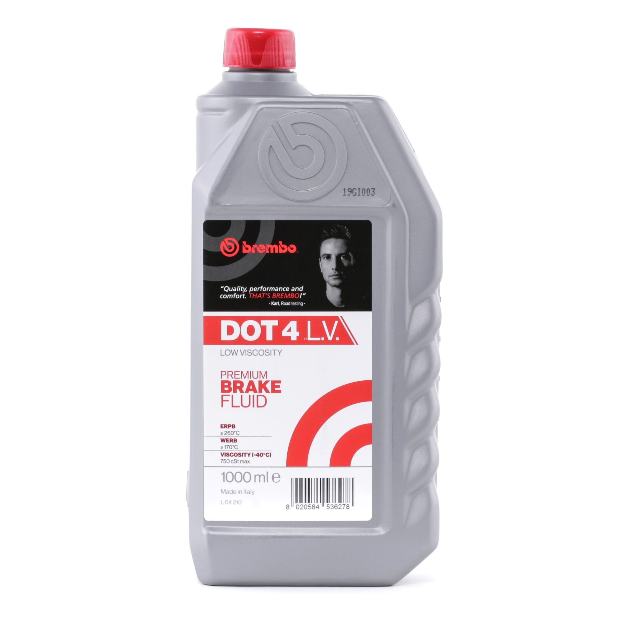 BREMBO DOT 4 Low Viscosity Premium Brake Fluid, DOT 4 L 04 210 Liquido freni 1l
