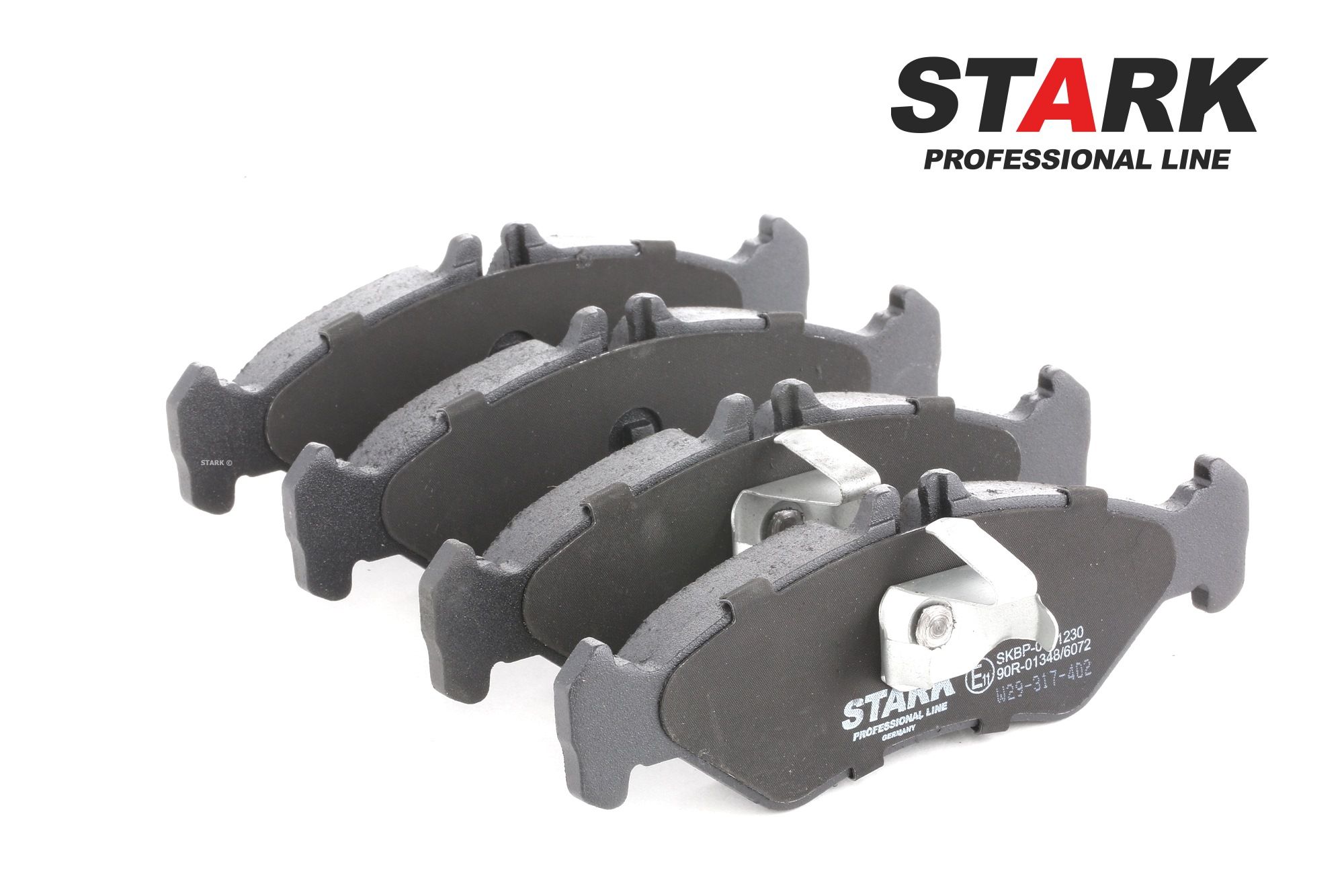 STARK SKBP-0011230 Brake pad set Rear Axle, Low-Metallic, prepared for wear indicator, with piston clip